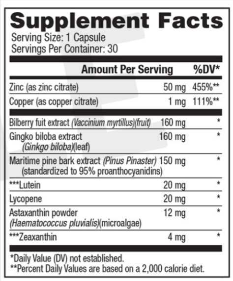 Vision 20 Supplement Facts